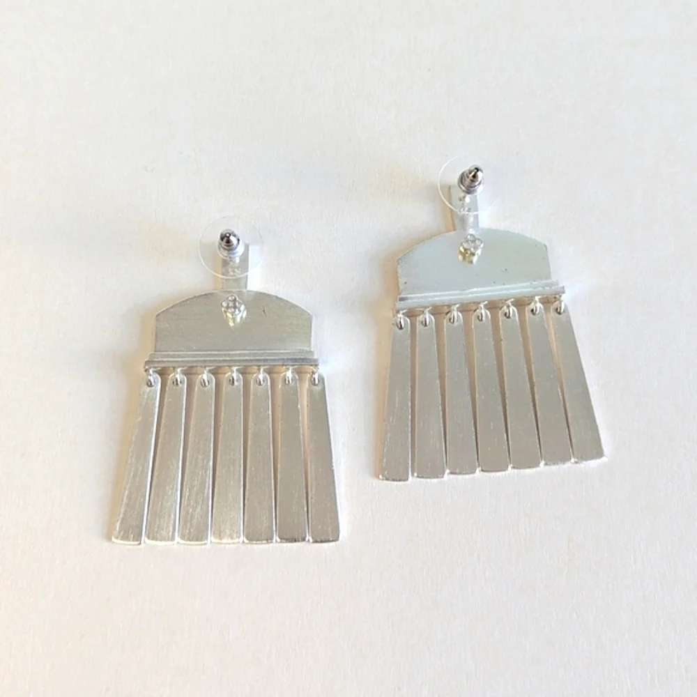 Kendra Scott Layne Metal Fringe Statement Earrings Silver Tone